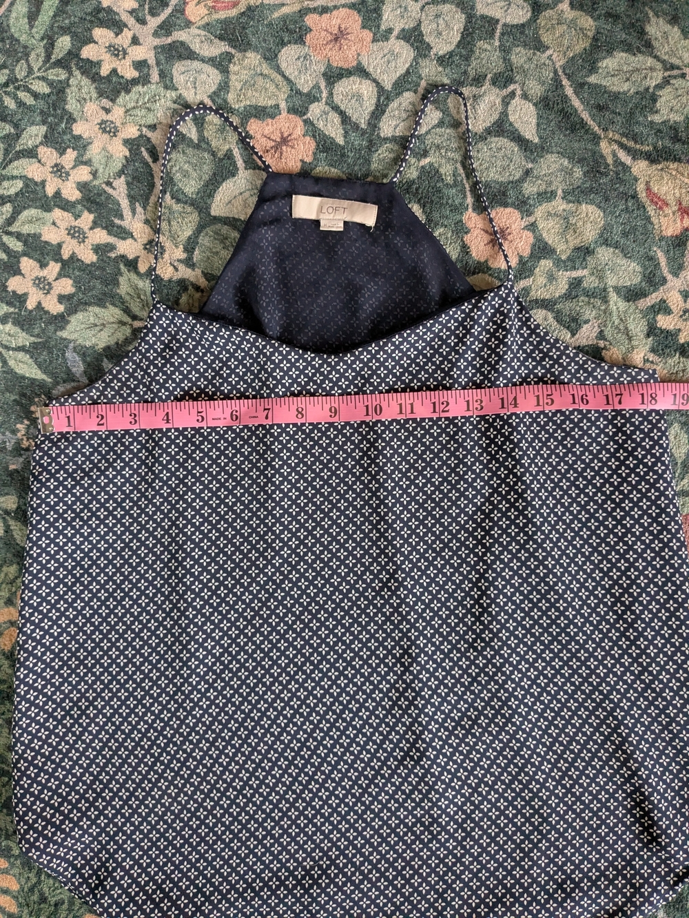Ann Taylor LOFT Navy Geo-Print Halter Cami - Picture 2 of 5